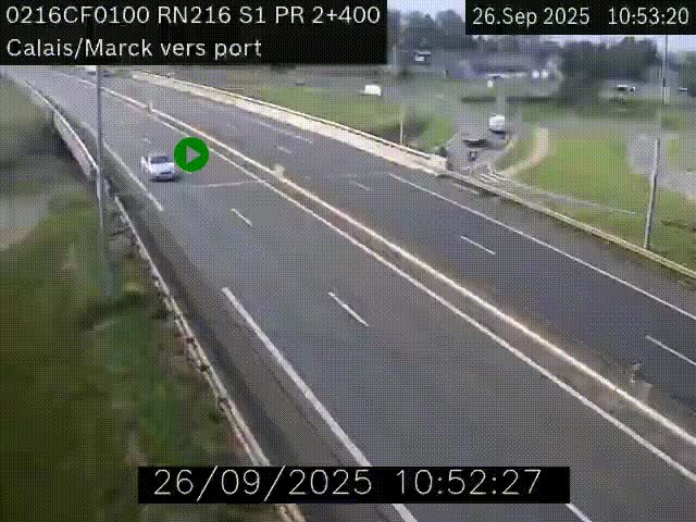 <h2>Webcam à Calais sur A216 (N216) en direction du port (harbour) de Calais.</h2>