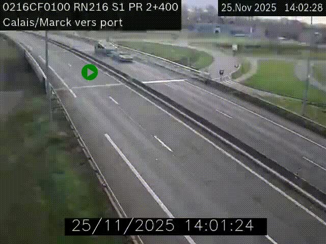 <h2>Webcam à Calais sur A216 (N216) en direction du port (harbour) de Calais.</h2>