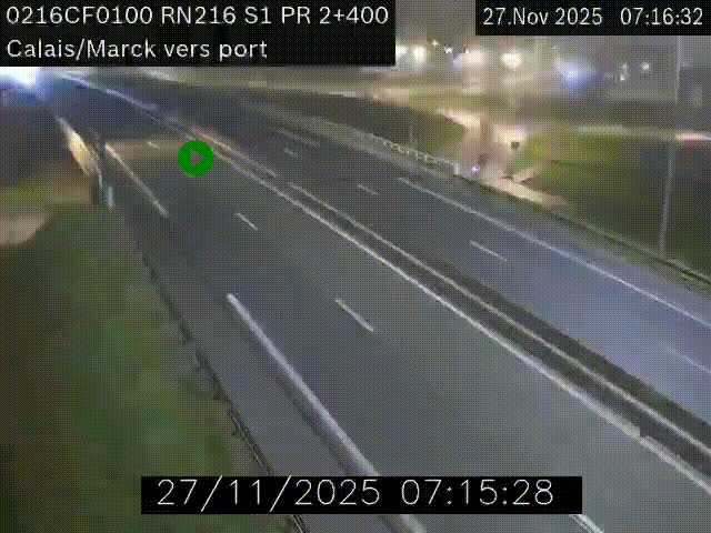 <h2>Webcam à Calais sur A216 (N216) en direction du port (harbour) de Calais.</h2>