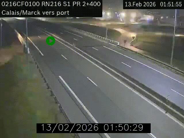 Webcam à Calais sur A216 (N216) en direction du port (harbour) de Calais.