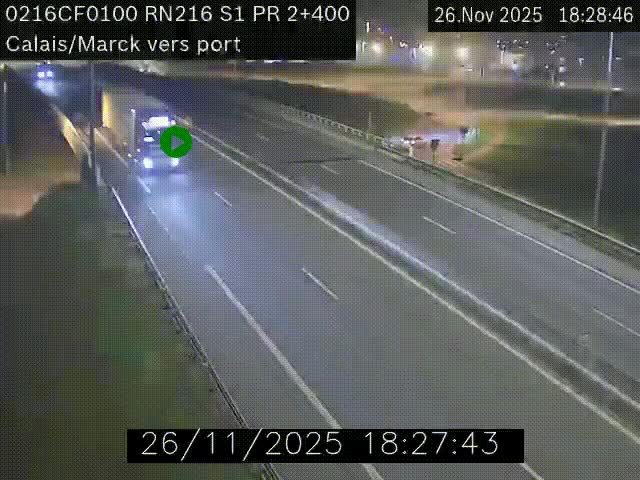 <h2>Webcam à Calais sur A216 (N216) en direction du port (harbour) de Calais.</h2>