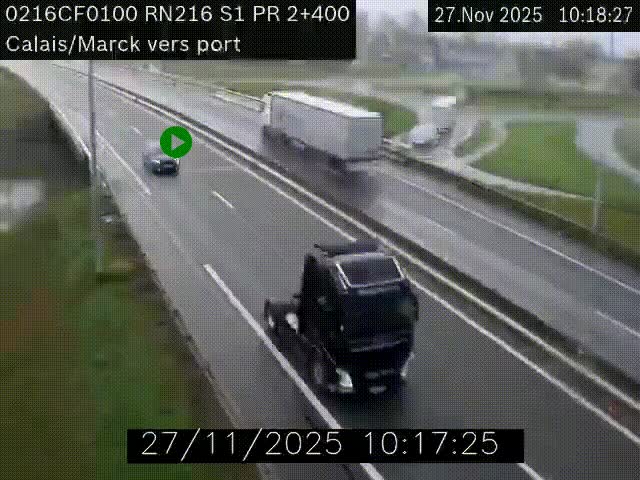 <h2>Webcam à Calais sur A216 (N216) en direction du port (harbour) de Calais.</h2>