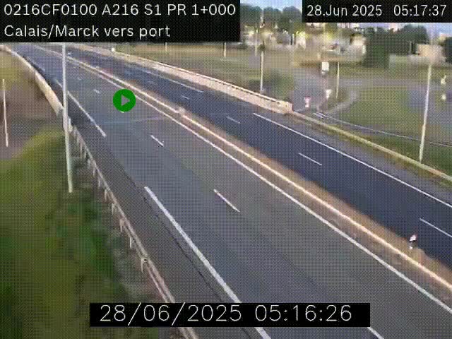 Webcam à Calais sur A216 (N216) en direction du port (harbour) de Calais.