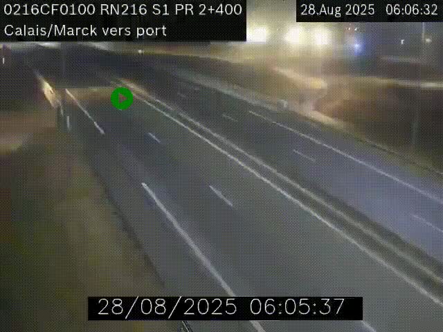 <h2>Webcam à Calais sur A216 (N216) en direction du port (harbour) de Calais.</h2>