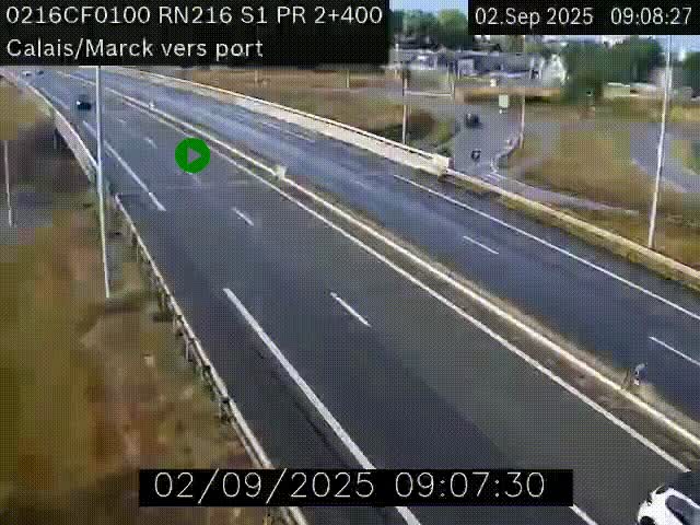 <h2>Webcam à Calais sur A216 (N216) en direction du port (harbour) de Calais.</h2>