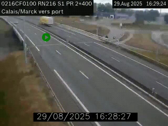<h2>Webcam à Calais sur A216 (N216) en direction du port (harbour) de Calais.</h2>