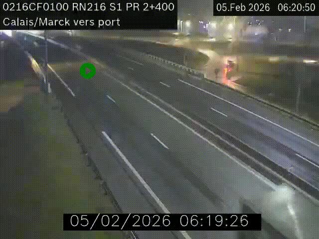 <h2>Webcam à Calais sur A216 (N216) en direction du port (harbour) de Calais.</h2>