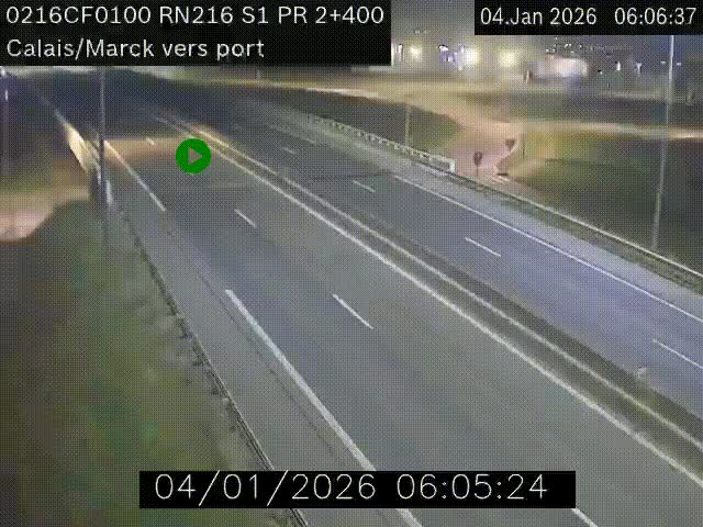 Webcam à Calais sur A216 (N216) en direction du port (harbour) de Calais.