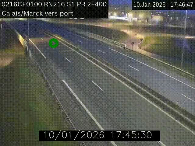 Webcam à Calais sur A216 (N216) en direction du port (harbour) de Calais.