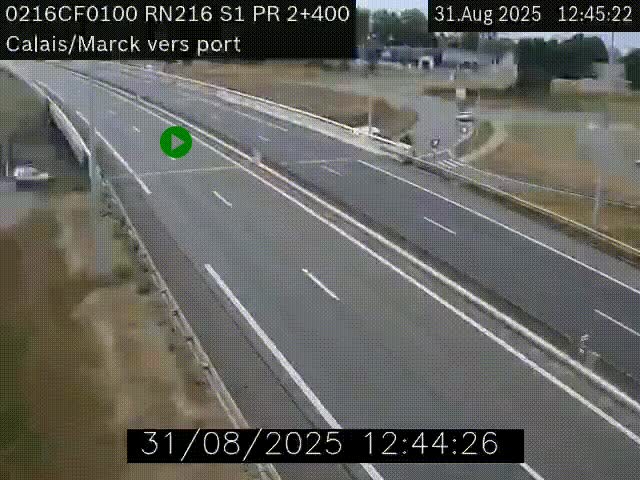 <h2>Webcam à Calais sur A216 (N216) en direction du port (harbour) de Calais.</h2>