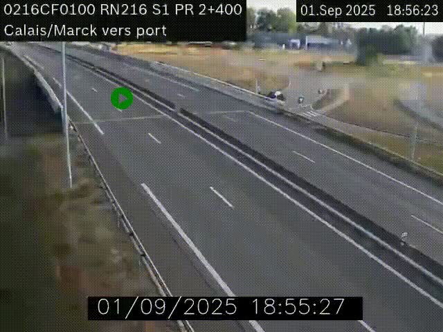 <h2>Webcam à Calais sur A216 (N216) en direction du port (harbour) de Calais.</h2>