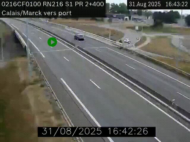 <h2>Webcam à Calais sur A216 (N216) en direction du port (harbour) de Calais.</h2>