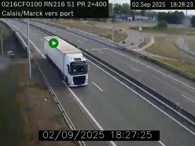 <h2>Webcam à Calais sur A216 (N216) en direction du port (harbour) de Calais.</h2>