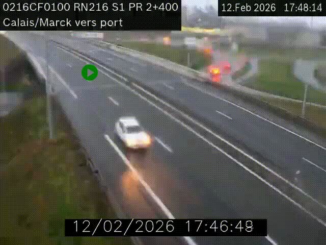 <h2>Webcam à Calais sur A216 (N216) en direction du port (harbour) de Calais.</h2>