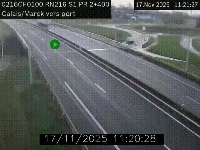 <h2>Webcam à Calais sur A216 (N216) en direction du port (harbour) de Calais.</h2>