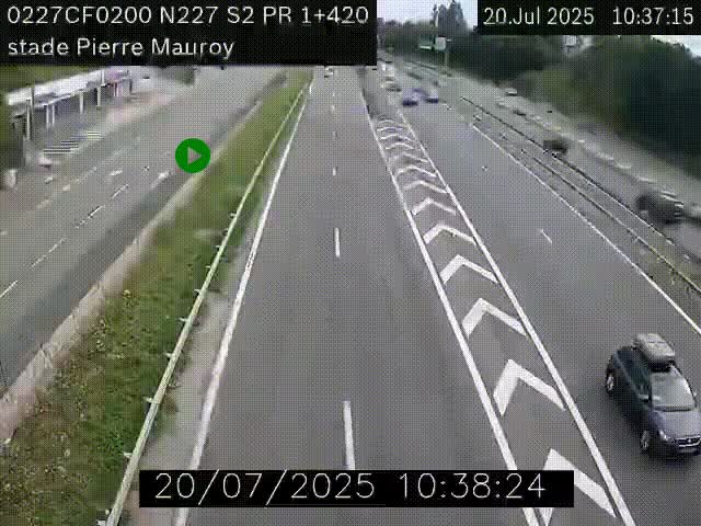Webcam à hauteur du Stade Pierre Mauroy à Villeneuve d'Ascq sur la N227. Vue orientée vers Mons-en-Baroeul