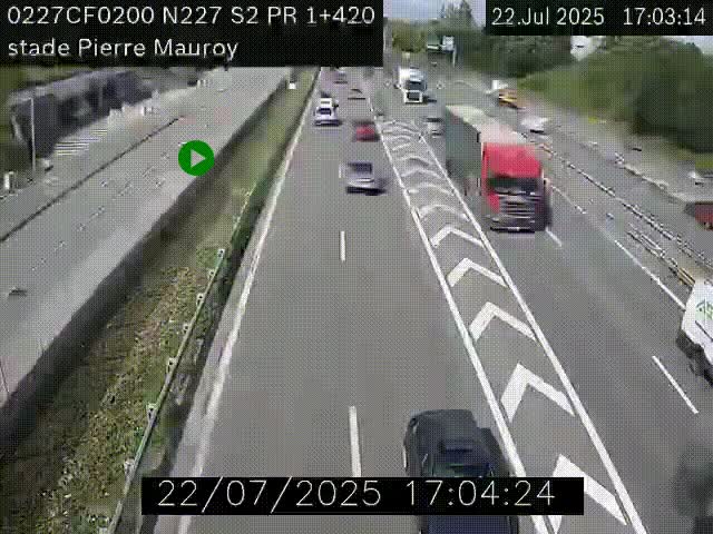 Webcam à hauteur du Stade Pierre Mauroy à Villeneuve d'Ascq sur la N227. Vue orientée vers Mons-en-Baroeul