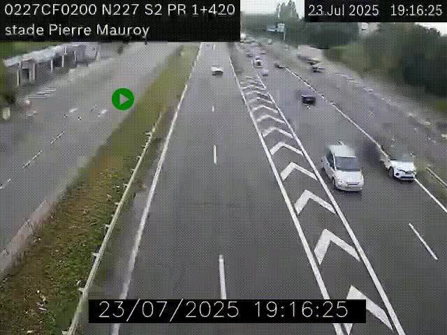 Webcam à hauteur du Stade Pierre Mauroy à Villeneuve d'Ascq sur la N227. Vue orientée vers Mons-en-Baroeul