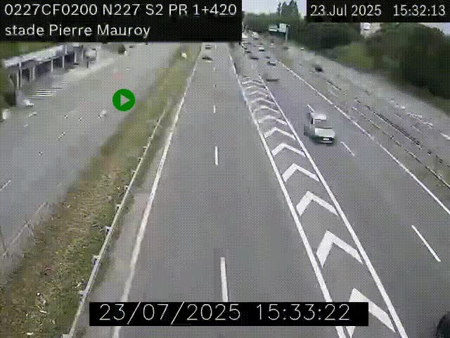 Webcam à hauteur du Stade Pierre Mauroy à Villeneuve d'Ascq sur la N227. Vue orientée vers Mons-en-Baroeul