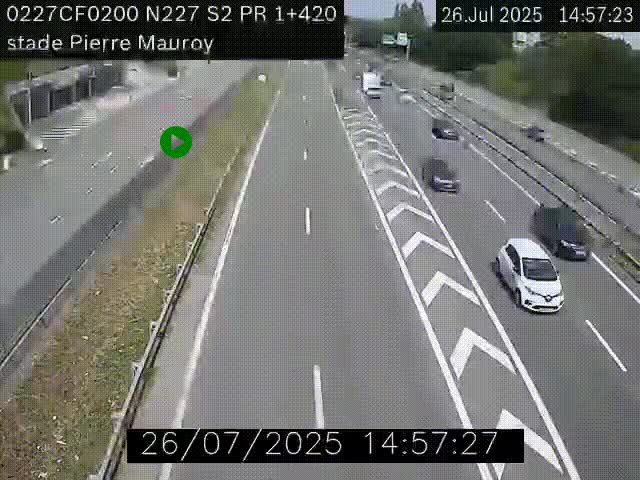 Webcam à hauteur du Stade Pierre Mauroy à Villeneuve d'Ascq sur la N227. Vue orientée vers Mons-en-Baroeul