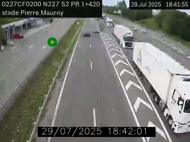 Webcam à hauteur du Stade Pierre Mauroy à Villeneuve d'Ascq sur la N227. Vue orientée vers Mons-en-Baroeul
