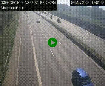 Webcam à l'entrée de Lille en direction du périphérique, à proximité de Mons-en-Baroeul sur la N356