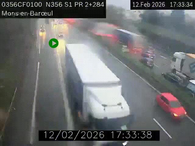 Webcam à l'entrée de Lille en direction du périphérique, à proximité de Mons-en-Baroeul sur la N356