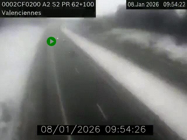 <h2>Webcam autoroute A2 à Valenciennes. Vue orientée vers Maubeuge et Mons (Belgique)</h2>
