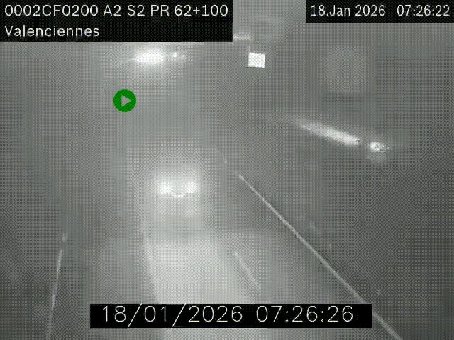 <h2>Webcam autoroute A2 à Valenciennes. Vue orientée vers Maubeuge et Mons (Belgique)</h2>