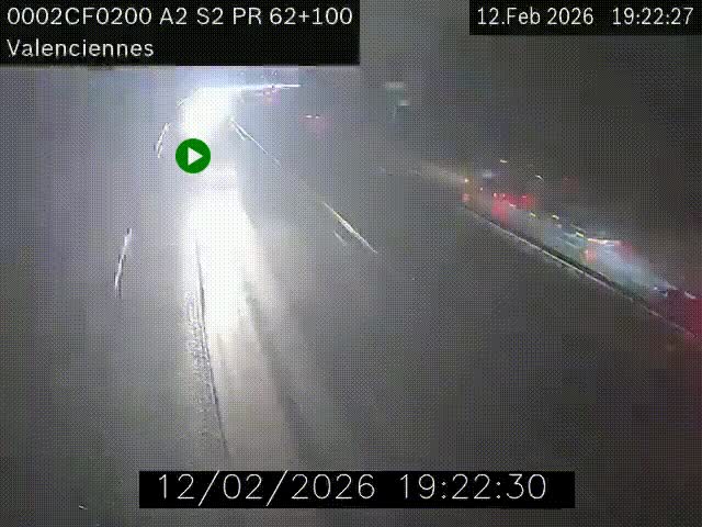 <h2>Webcam autoroute A2 à Valenciennes. Vue orientée vers Maubeuge et Mons (Belgique)</h2>