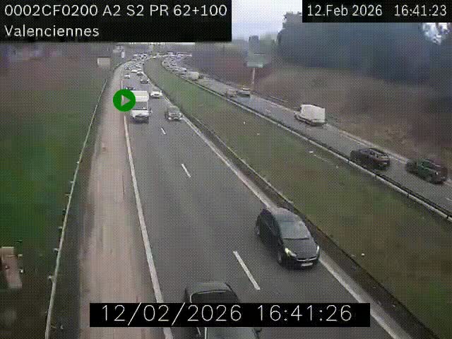 <h2>Webcam autoroute A2 à Valenciennes. Vue orientée vers Maubeuge et Mons (Belgique)</h2>