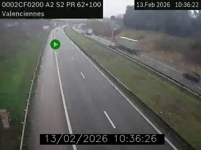 <h2>Webcam autoroute A2 à Valenciennes. Vue orientée vers Maubeuge et Mons (Belgique)</h2>