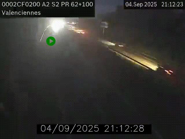 <h2>Webcam autoroute A2 à Valenciennes. Vue orientée vers Maubeuge et Mons (Belgique)</h2>