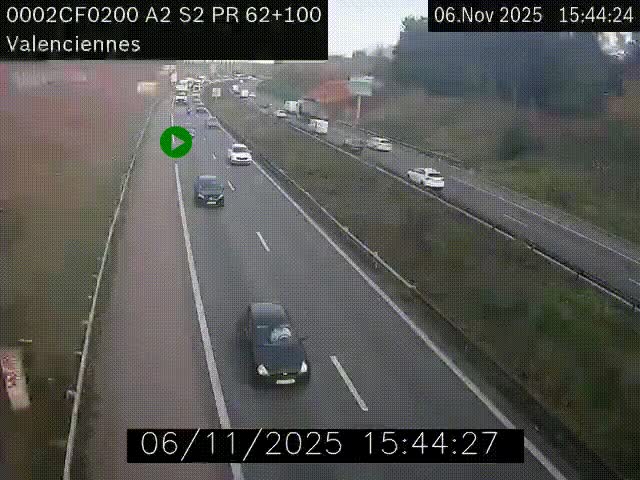 <h2>Webcam autoroute A2 à Valenciennes. Vue orientée vers Maubeuge et Mons (Belgique)</h2>
