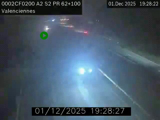 Webcam autoroute A2 à Valenciennes. Vue orientée vers Maubeuge et Mons (Belgique)