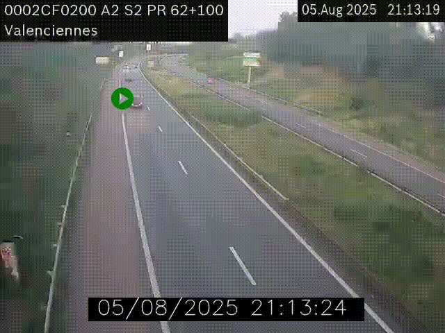 Webcam autoroute A2 à Valenciennes. Vue orientée vers Maubeuge et Mons (Belgique)