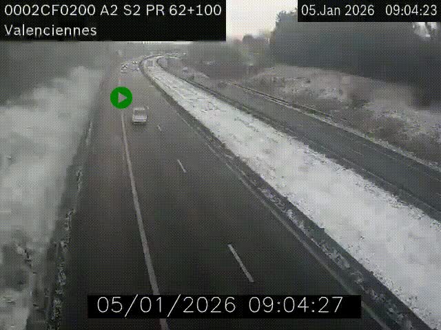 <h2>Webcam autoroute A2 à Valenciennes. Vue orientée vers Maubeuge et Mons (Belgique)</h2>