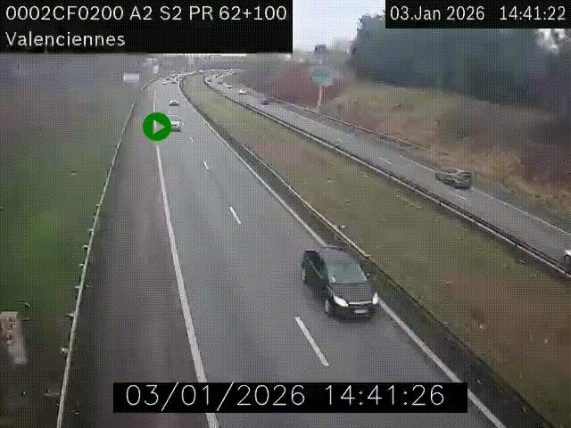 <h2>Webcam autoroute A2 à Valenciennes. Vue orientée vers Maubeuge et Mons (Belgique)</h2>
