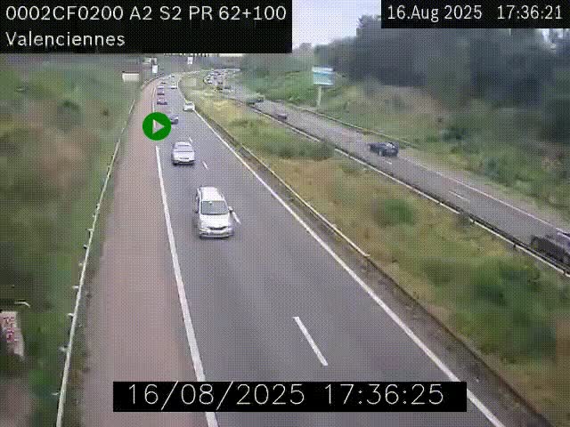 <h2>Webcam autoroute A2 à Valenciennes. Vue orientée vers Maubeuge et Mons (Belgique)</h2>