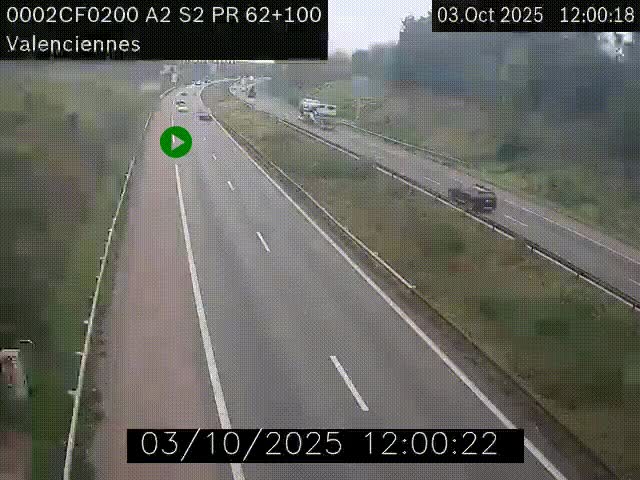 <h2>Webcam autoroute A2 à Valenciennes. Vue orientée vers Maubeuge et Mons (Belgique)</h2>