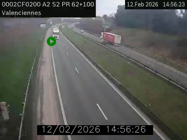 <h2>Webcam autoroute A2 à Valenciennes. Vue orientée vers Maubeuge et Mons (Belgique)</h2>