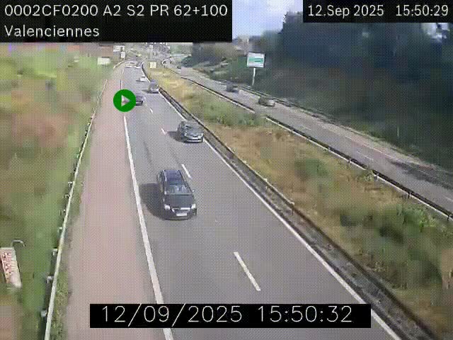 <h2>Webcam autoroute A2 à Valenciennes. Vue orientée vers Maubeuge et Mons (Belgique)</h2>