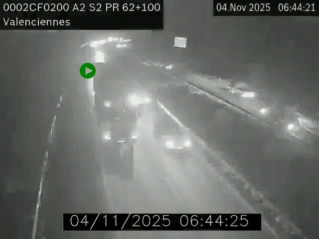 <h2>Webcam autoroute A2 à Valenciennes. Vue orientée vers Maubeuge et Mons (Belgique)</h2>