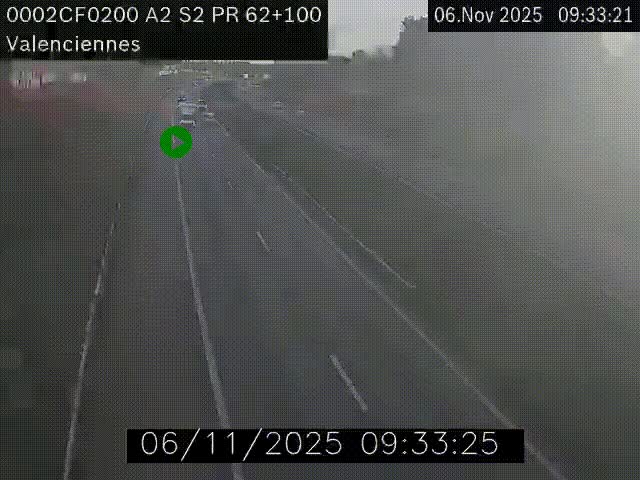 Webcam autoroute A2 à Valenciennes. Vue orientée vers Maubeuge et Mons (Belgique)