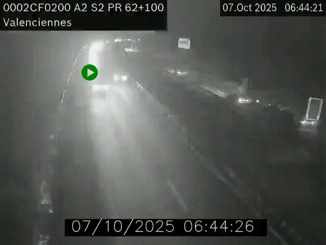 <h2>Webcam autoroute A2 à Valenciennes. Vue orientée vers Maubeuge et Mons (Belgique)</h2>