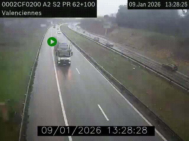 <h2>Webcam autoroute A2 à Valenciennes. Vue orientée vers Maubeuge et Mons (Belgique)</h2>