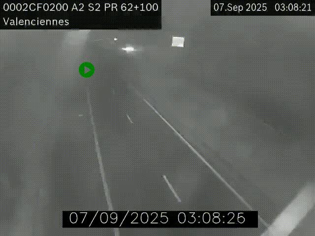 <h2>Webcam autoroute A2 à Valenciennes. Vue orientée vers Maubeuge et Mons (Belgique)</h2>