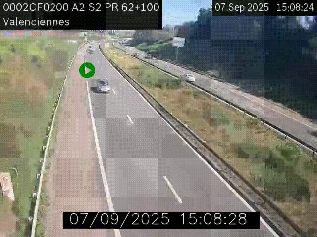 <h2>Webcam autoroute A2 à Valenciennes. Vue orientée vers Maubeuge et Mons (Belgique)</h2>