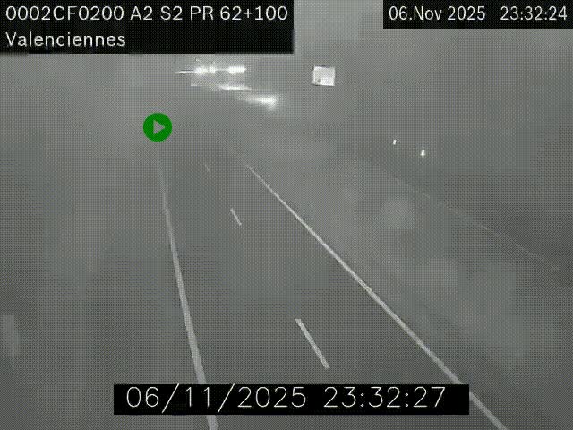 Webcam autoroute A2 à Valenciennes. Vue orientée vers Maubeuge et Mons (Belgique)