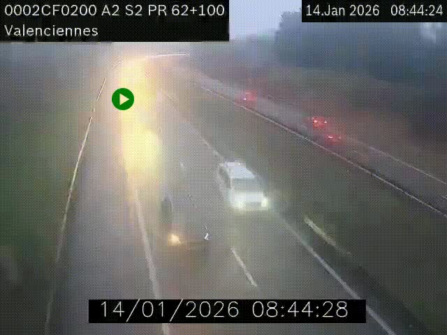 <h2>Webcam autoroute A2 à Valenciennes. Vue orientée vers Maubeuge et Mons (Belgique)</h2>